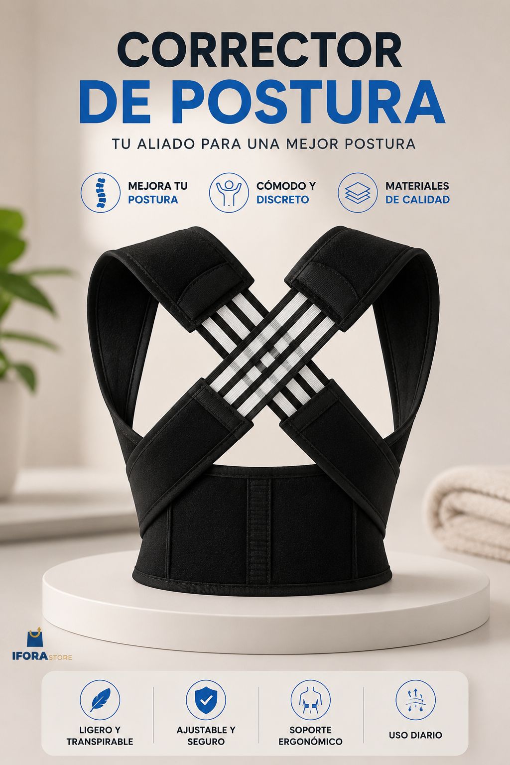 CORRECTOR DE POSTURA Y SOPORTE DE ESPALDA